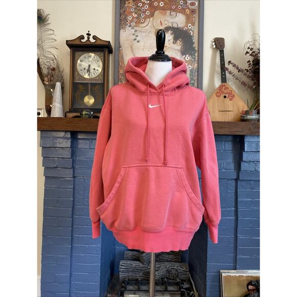 Nike Hoodie Womens S Pink Pullover Sweatshirt Swoosh Logo Kangaroo Pocket - Picture 2 of 13